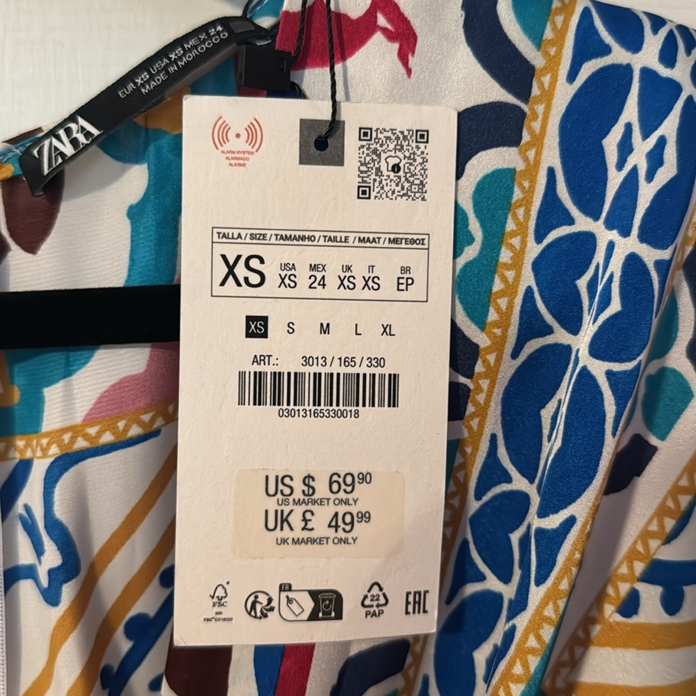 Zara NWT Satin Effect Multicolor Patchwork Print … - image 4